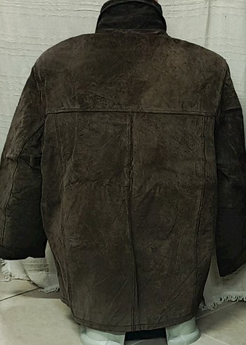vintage l beden gerçek süet deri ceket - Görsel 3