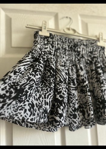 Volanlı Zebra Desenli Mini Etek