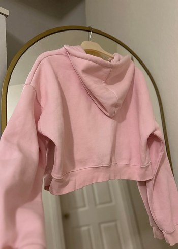 Pembe Kapüşonlu Fermuarlı Mini Sweatshirt - Görsel 8