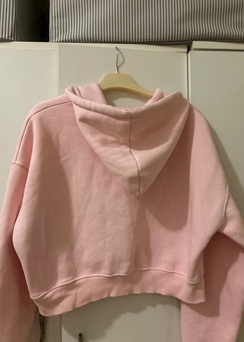 Pembe Kapüşonlu Fermuarlı Mini Sweatshirt - Görsel 7
