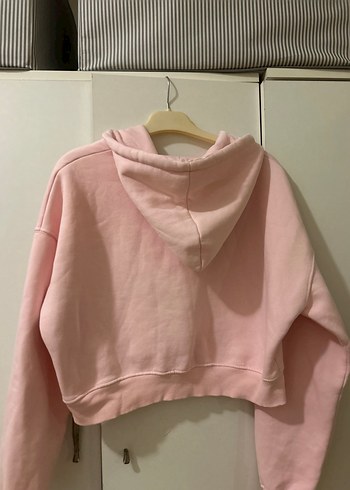 Pembe Kapüşonlu Fermuarlı Mini Sweatshirt - Görsel 6