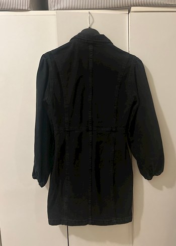 Düğmeli Siyah Midi Kot Elbise - Görsel 9