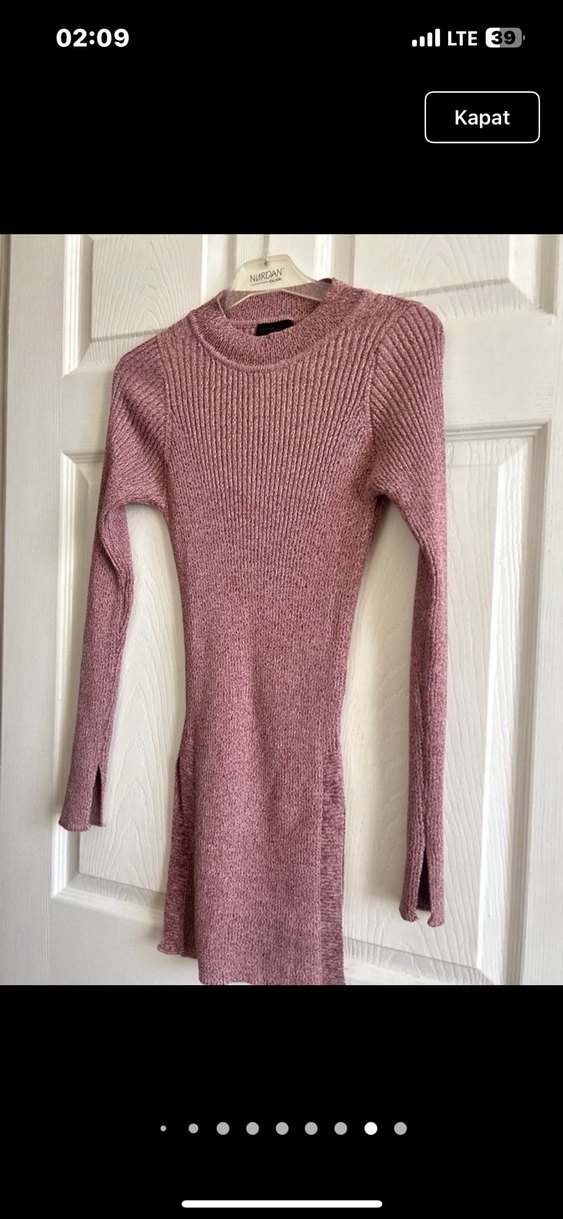 Pembe Yarım Balıkçı Yaka Triko Kadın Kazak - Görsel 4