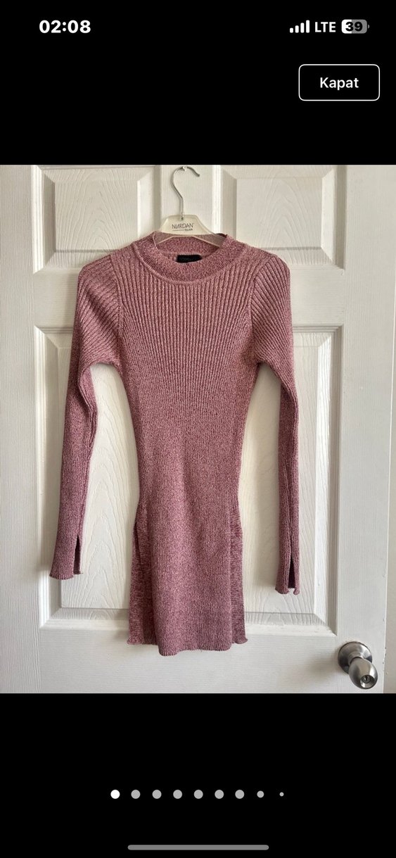 Pembe Yarım Balıkçı Yaka Triko Kadın Kazak - Görsel 2