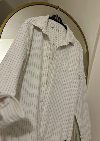 Düğmeli Beyaz Keten Kadın Gömlek - Görsel 6