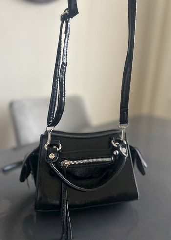 Siyah Deri Tokalı Kadın El Çantası - Görsel 5
