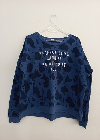 Kadın Mavi Baskılı Sweatshirt