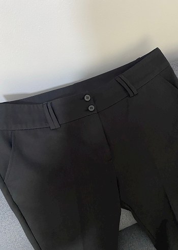 Diğer Düğmeli Siyah Kumaş Kadın Pantolon