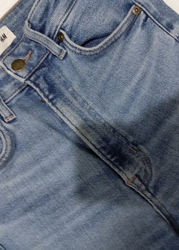 Düğmeli Mavi Kadın Denim Pantolon