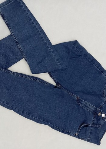 29 Beden Düğmeli Mavi Kadın Denim Pantolon