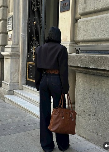 deri kemerli palazzo pantalon - Görsel 4