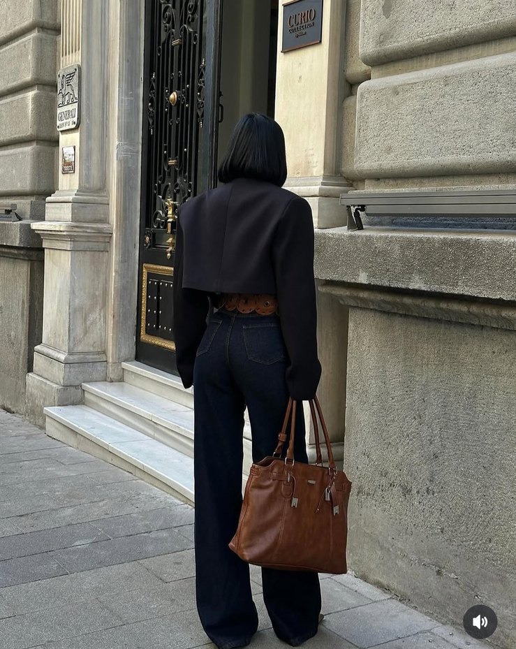 deri kemerli palazzo pantalon - Görsel 4