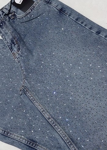 kristal taşlı baggy Jean - Görsel 2