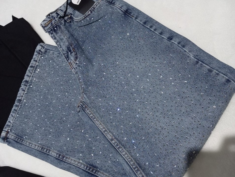 kristal taşlı baggy Jean - Görsel 2