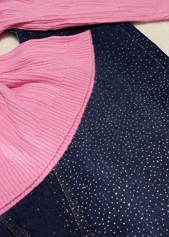 kristal taşlı baggy Jean - Görsel 2