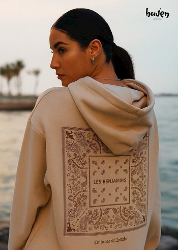 Les Benjamins Oversize Bej Uzun Kollu Kadın Sweatshirt