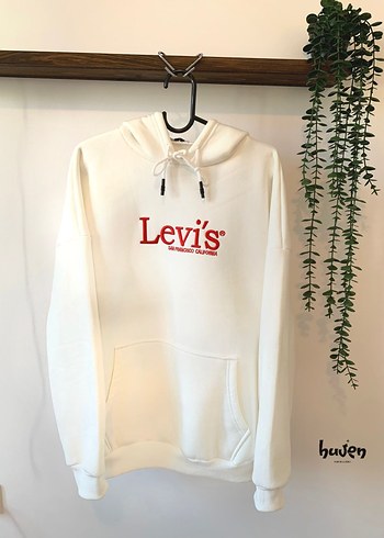 s Beden beyaz Renk Levi's Oversize Beyaz Kapüşonlu Sweatshirt