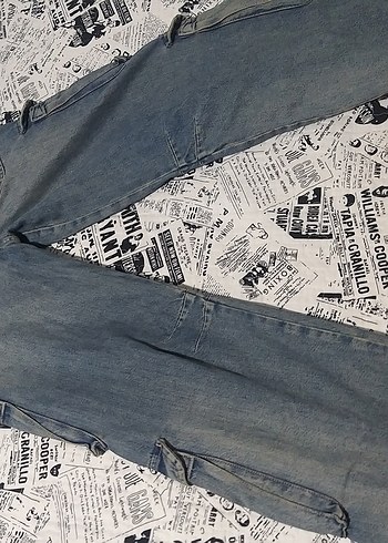 Kadın Bol Kesim Kargo Kot Pantolon - Görsel 2