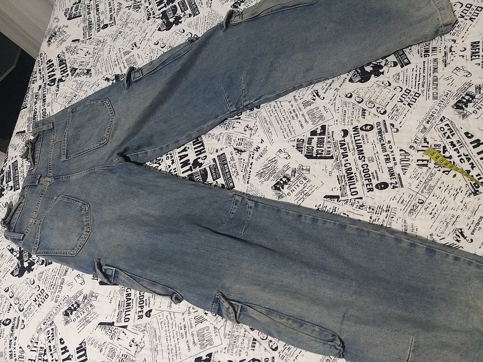 Kadın Bol Kesim Kargo Kot Pantolon - Görsel 2