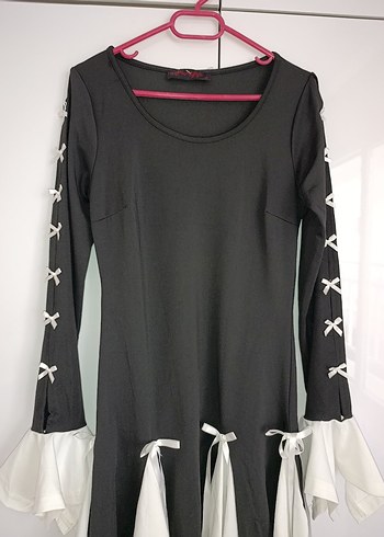 Uzun Kollu Siyah Gotik Kadın Tunik