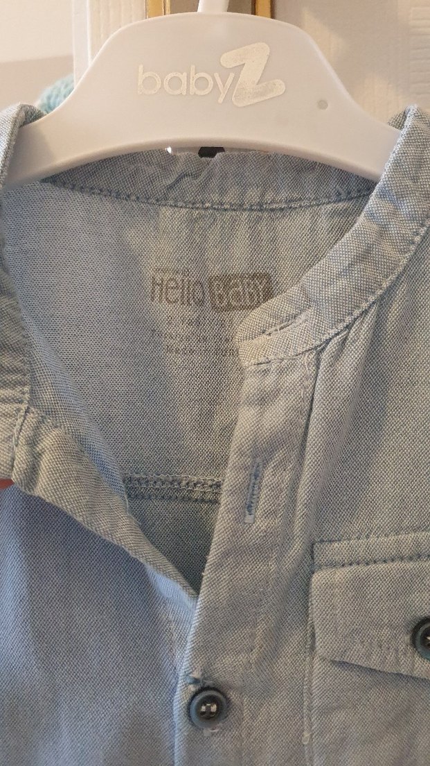 Gri Erkek Çocuk Kısa Kollu Denim Gömlek - Görsel 2