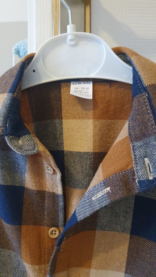 Uzun Kollu Düğmeli Erkek Kareli Gömlek - Görsel 2