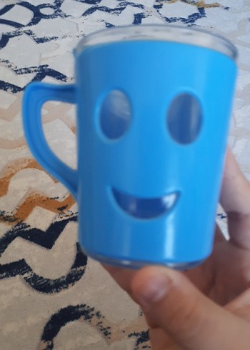 Gülümseyen Yüzlü Mavi Renkli Bardak - Görsel 3