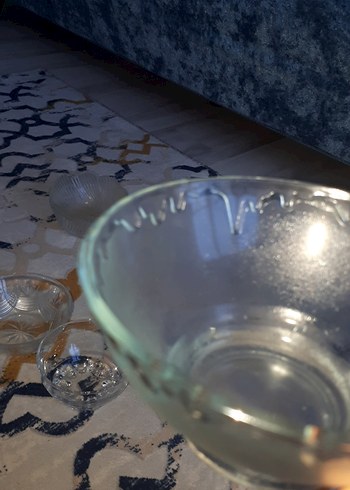 Gri-Mavi Düz Cam Kase - Görsel 3