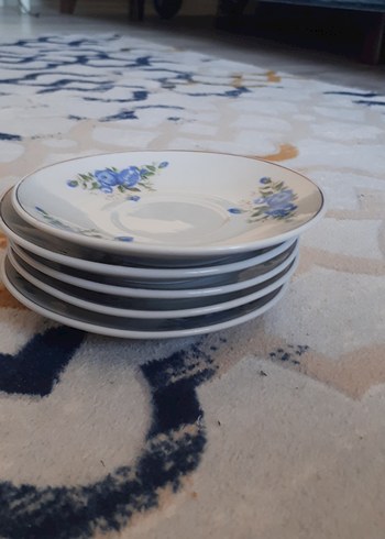 Pastel Mavi Çiçek Desenli 5 Tabak - Görsel 2