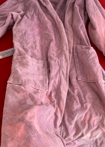 Pembe Bağlama Desenli Yumuşak Bornoz