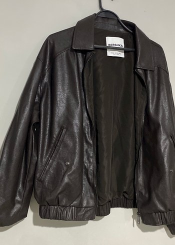 Bershka Bershka Kahverengi Deri Fermuarlı Ceket