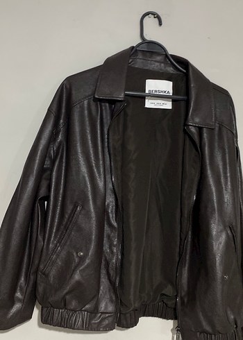 m Beden kahverengi Renk Bershka Kahverengi Deri Fermuarlı Ceket