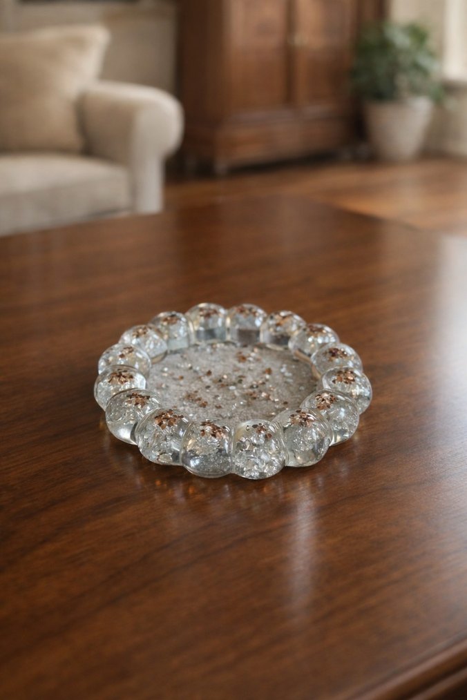 Şeffaf Cam Bardak ve Kristal Altlık - Görsel 2