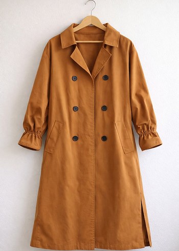 Bej Uzun Süet Kadın Trençkot - Görsel 2