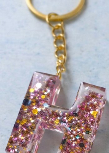 Renkli Simli 'H' Harfi Kadın Anahtarlık - Görsel 3