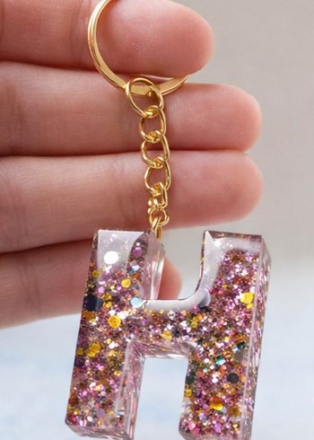 Renkli Simli 'H' Harfi Kadın Anahtarlık - Görsel 2