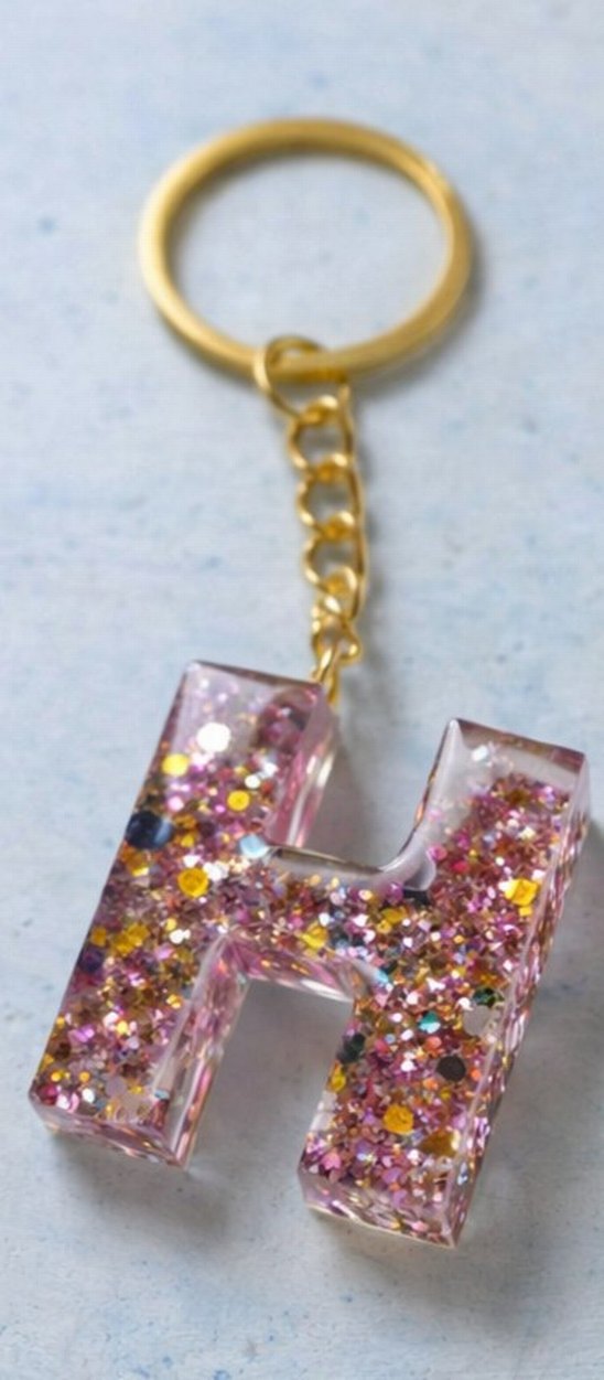 Renkli Simli 'H' Harfi Kadın Anahtarlık - Görsel 3