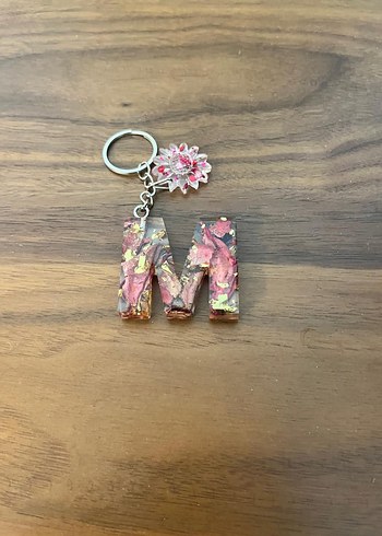 Boncuklu Pembe Bohem Anahtarlık M Harfi - Görsel 3