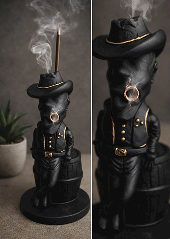 Siyah Detaylı Figürin Tütsülük biblo - Görsel 2