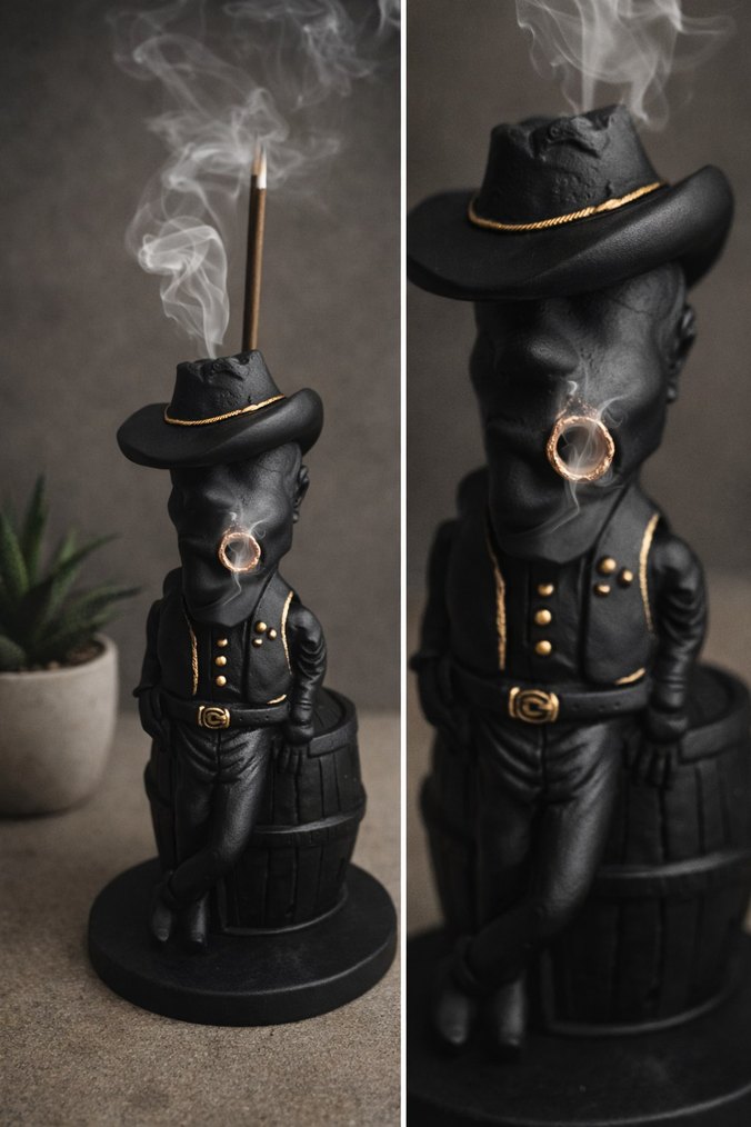 Siyah Detaylı Figürin Tütsülük biblo - Görsel 2