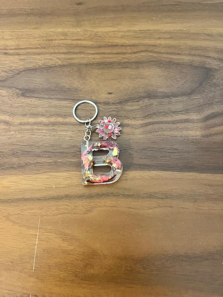 Boncuklu Pembe B Harfli Bohem Anahtarlık - Görsel 3