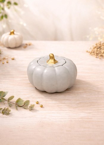 Gri Beyaz Kabak Şekilli Mumluk Seti - Görsel 2