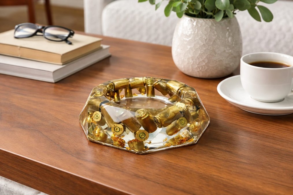 Epoksi el yapımı dekoratif küllük boş kovan detayli hediyelik - Görsel 2