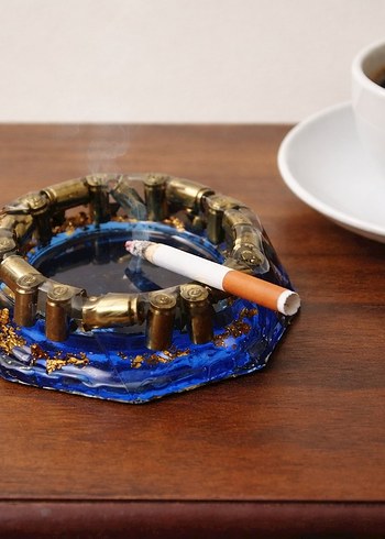 Altın Renkli Mermi Detaylı Küllük - Görsel 2