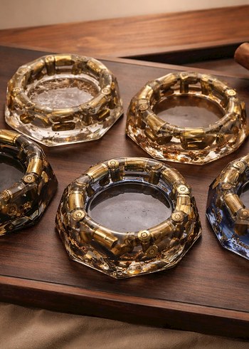 Koyu Altın Kamuflaj Desenli Küllük Seti - Görsel 2