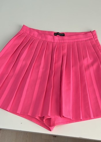 Pembe Piliseli Mini Etek