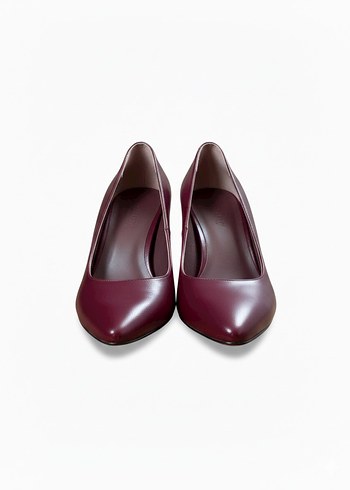 Bordo Deri Stiletto Topuklu Kadın Ayakkabı - Görsel 2