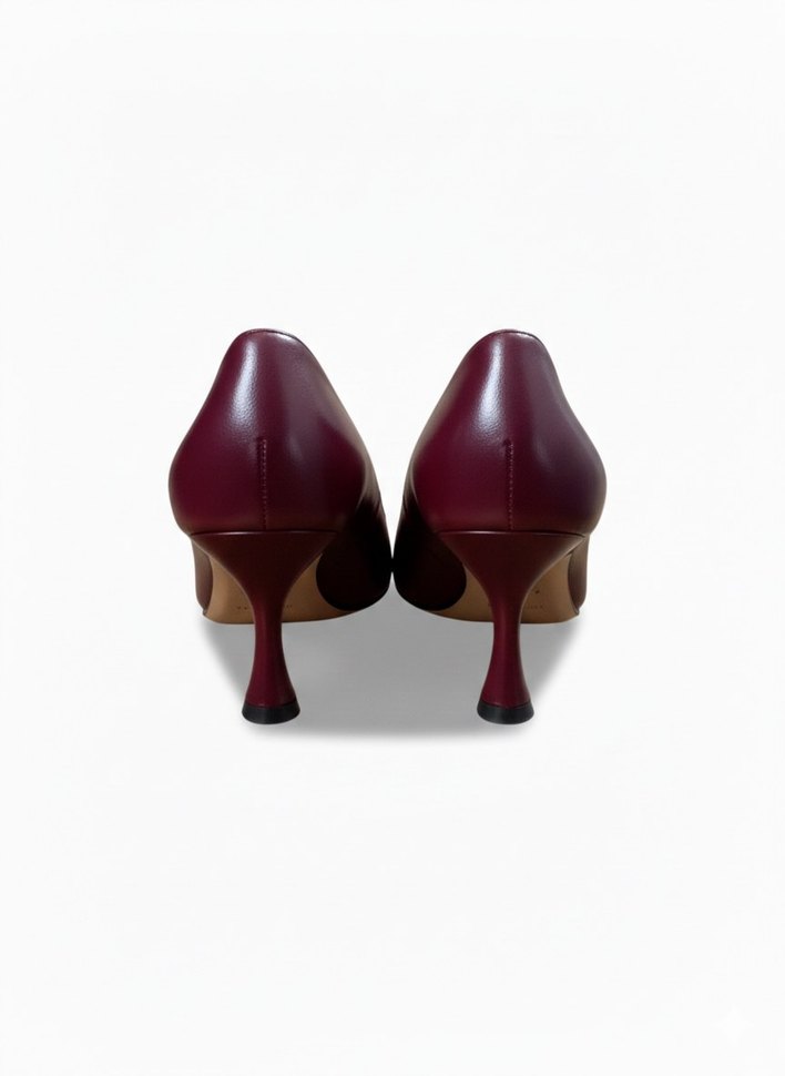 Bordo Deri Stiletto Topuklu Kadın Ayakkabı - Görsel 3