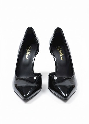 Siyah Rugan Dekolte Kesim İnce Topuklu Stiletto - Görsel 2