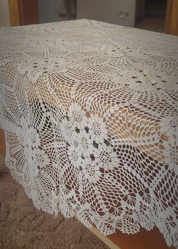 El Örgüsü Beyaz Dantel fiskos sehpa Örtüsü - Görsel 4